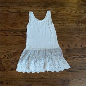 White Tank top with floral mesh